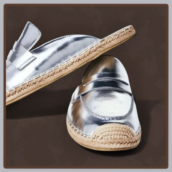 JustFab Ailana Flat Mule Metallic Slip-On Espadrille - Picture 3 of 16